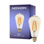 Noxion Lucent LED E27 Edison Fadenlampe Messing 7.2W 630lm -  822 Extra Warmweiß | Dimmbar - Ersatz für 50W