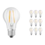 Mehrfachpackung 10x Osram CLASSIC LED E27 Birne Fadenlampe Klar 4.2W 470lm - 927 Extra Warmweiß | Höchste Farbwiedergabe - Dimmbar - Ersatz Für 40W