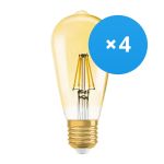 Mehrfachpackung 4x Osram Vintage 1906 LED E27 Birne Gold 2.5W 220lm - 824 Extra Warmweiß | Ersatz Für 22W