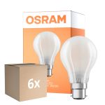 Mehrfachpackung 6x Osram Classic LED B22d Birne Fadenlampe Matt 11W 1521lm - 865 Tageslichtweiß | Dimmbar - Ersatz Für 100W