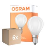 Mehrfachpackung 6x Osram Classic LED E14 Kugel Fadenlampe Matt 5.5W 806lm - 840 Kaltweiß | Dimmbar - Ersatz Für 60W