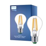 Philips Master Ultra Efficient LED E27 Birne Fadenlampe Klar 4W 840lm - 827 Extra Warmweiß | Dimmbar - Ersatz Für 60W