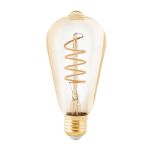 Eglo LED Edison E27 Fadenlampe Messing 4W 245lm - 820 Extra Warmweiß | Dimmbar - Ersatz Für 25W