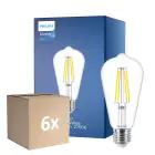Mehrfachpackung 6x Philips MASTER Value LED Glühbirne E27 Edison Fadenlampe Klar 5.9W 806lm - 927 Extra Warmweiß | Höchste Farbwiedergabe - Ersatz Für 60W