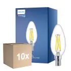 Mehrfachpackung 10x Philips MASTER LED E14 Kerze Fadenlampe Klar 2.5W 340lm - 922-927 Dim To Warm | Höchste Farbwiedergabe - Dimmbar - Ersatz Für 25W