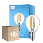 Mehrfachpackung 10x Philips Corepro LED Lustre E14 Kugel Fadenlampe Klar 6.5W 806lm - 827 Extra Warmweiß | Ersatz Für 60W